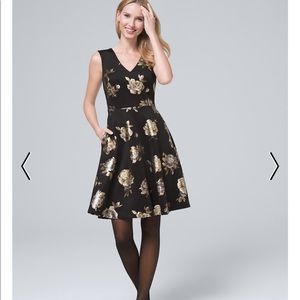WHBM Metallic Floral Flare Dress